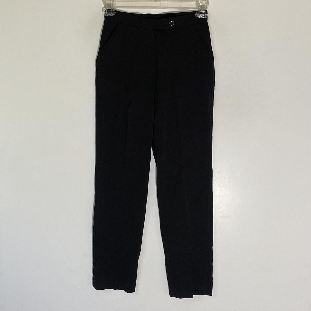 Investments Pants Womens Petites 4P Black Twill Dress Straight Leg Stretch